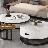 Table basse moderne minimaliste haut de gamme en dalle de roche écologique et durable, ensemble de salon de luxe pour petit appartement