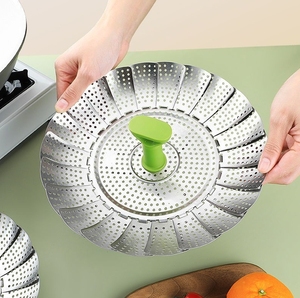 Accessoire de cuisine commerciale Acier inoxydable Télescopique Pliant Lotus Food Steamer avec Poignée - Product Image 6