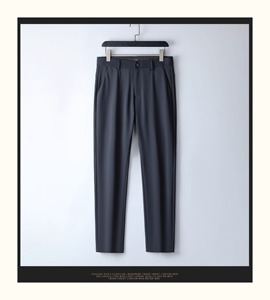 Pantalon de Costume Décontracté d'Été Ample à Coupe Droite pour Hommes, Grande Taille, en Laine/Soie Extensible et Imperméable – Vente en Gros - Product Image 3