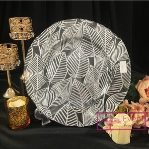 <span class=keywords><strong>จาน</strong></span>ชาร์จลาย<span class=keywords><strong>ใบไม้</strong></span>สีทอง,แผ่นพลาสติกสำหรับงานแต่งงาน - Product Image 3