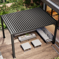 Pérgola Comercial de Aluminio con Techo de Láminas Motorizadas, Pabellón Impermeable para Jardín Exterior