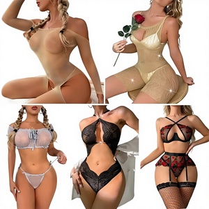 Completo Intimo Sexy da Donna in <span class=keywords><strong>Pizzo</strong></span> Trasparente, <span class=keywords><strong>Reggiseno</strong></span> e Perizoma, Lingerie Femminile, Abbigliamento Sexy - Product Image 1