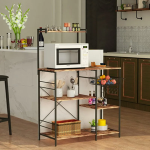Custom Multi-Layer Kitchen Storage Rack Factory Issued Metal Wooden Coffee <b>Bar</b> Storage Cabinet for Kitchen Islands & Carts - Product Image 1