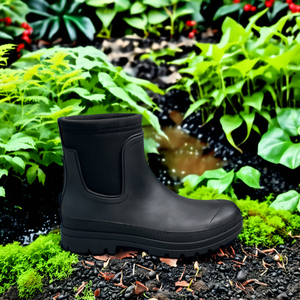 Stivali da Pioggia Corti in Neoprene <span class=keywords><strong>Nero</strong></span> per Donne, Scarpe da Giardino Impermeabili con Design Chelsea Antiscivolo per il Lavoro - Product Image 6