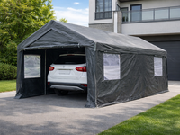 Abri de jardin et garage pour 2 voitures, extérieur, personnalisé, moderne, simple, avec structure en acier galvanisé, imperméable et recouvert de PE