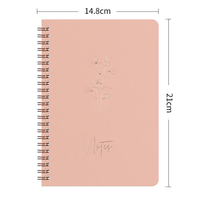 Cuaderno Espiral A5 de 120 Páginas con Estampado en Caliente de Flores, Papel Grueso, Línea Simple, para Uso Escolar y de Oficina, Cuadernos