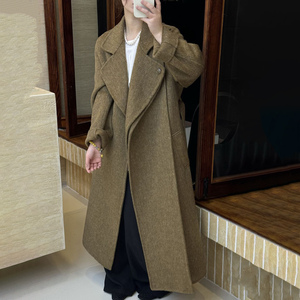 Cappotto Lungo da <span class=keywords><strong>Donna</strong></span> in Lana di Alta Qualità, Elegante, con Collo a Sciarpa, Colletto Classico, Cintura e Laccio, Vestibilità Ampia, Caldo e Spesso, Ideale per l'Ufficio e l'Inverno - Product Image 4