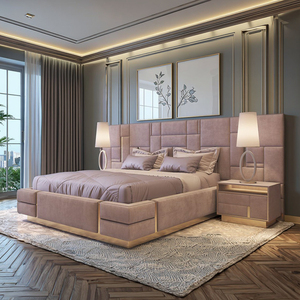 Kerangka tempat tidur kulit berumbai set kamar tidur utama gaya Eropa furnitur kamar tidur apartemen desain mewah kerajaan Perancis - Product Image 4