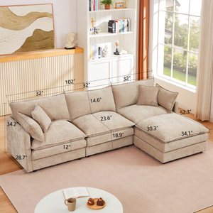 Modern <b>Sofa</b> L Shaped Couch Set for Living Room 3-Seater Comfy Cloud Couches for Living Room & Bedroom - Product Image 6