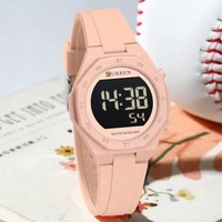 Jam Tangan Digital Wanita CURREN 6102 Fashion Pelajar Olahraga Tali Silikon Lembut Tahan Air Jam LED Wanita