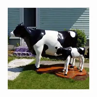 Dezorative Resin Animal Cow Sculpture for Outdoor Garden Park