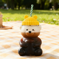 Couvre-bouteille en silicone personnalisé mignon de style dessin animé - Bouchon réutilisable en forme d'ours/d'animal pour bouteilles en verre, boîtes de bonbons et contenants de rangement