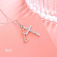 Pendentif croix en argent sterling 925, offre spéciale, collier religieux, amour, cœur, battement de croix, vente en gros