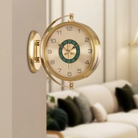 Luxe Européen Grand Numéro Nordique Antique Fantastique Silencieux Moderne Caractéristiques Plastique Métal Double Face Horloge Murale 9128C
