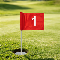 Ensemble de drapeaux de golf miniature pour putting green, numérotés de 1 à 3, 6*8 pouces, en nylon 420D rouge, avec tube en plastique pour l'entraînement en extérieur