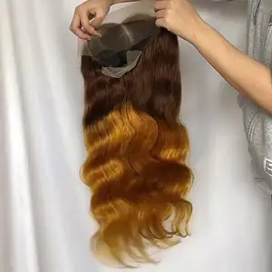 ladies wig blonde human hair wigs cheap wigs with lowest price Long curly orange highlight dyed rice center