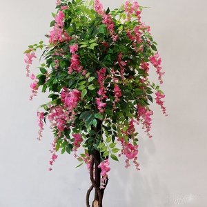 Luwu — grand arbre à fleurs artificielles en soie, décoration de mariage, vente en gros, faux blanc violet, vente, C2101 - Product Image 1