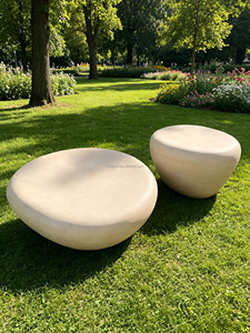 Ensemble <span class=keywords><strong>de</strong></span> tables basses modernes en résine, aspect pierre lisse, silhouette <span class=keywords><strong>de</strong></span> galet irrégulière, pour hôtel, villa, <span class=keywords><strong>jardin</strong></span>, table d'appoint <span class=keywords><strong>de</strong></span> loisirs, résistant aux UV - Product Image 1