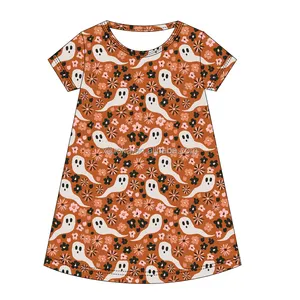 Vestido de bambu floral para Halloween, pijama para meninas, vestido infantil