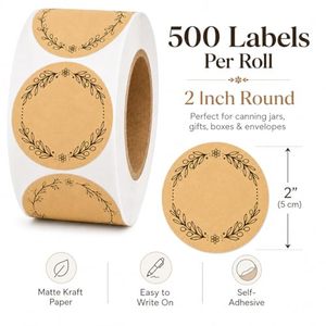 Étiquettes autocollantes rondes vierges de 2 pouces, idéales pour le stockage des aliments en bocaux, la boulangerie, les bougies, les savons, les emballages cadeaux, l'identification des produits. - Product Image 6
