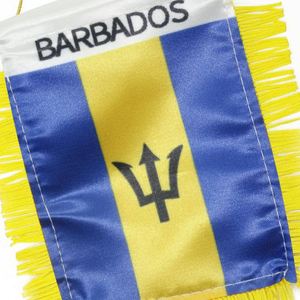 Drapeaux mini-guirlandes de voiture en gros Barbados à suspendre à la fenêtre avec ventouse, impression numérique, en satin, pour usage automobile - Product Image 6