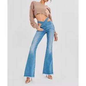 Jeans de Mezclilla Vintage de Diseño Moderno 2025, Pantalones Acampanados, Ajustados y Lavados para Mujer, Venta al Por Mayor - Product Image 1