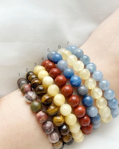 Natural <b>Crystal</b> Beaded <b>Bracelets</b> Handmade Trendy 18K Gold Plated Men <b>Women</b> Stretchy Gemstone Wrist 8mm Beads Gift - Product Image 1