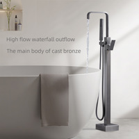 Robinet thermostatique autoportant en laiton brossé pour baignoire, avec bec en nid d'abeille, eau chaude/froide intégrée, pour hôtel, nouveau style chinois