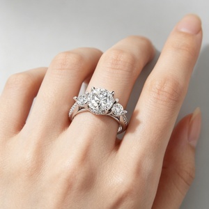 Women's 9K/10K/14K/18K/22K Gold Luxury Engagement & Wedding Lab Grown Filled Diamond <b>Ring</b> with Round Brilliant Cut IGI Certified - Product Image 1