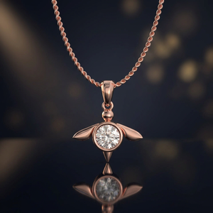 <b>Rose</b> <b>Gold</b> Tone <b>Pendant</b> <b>Necklace</b> Round Stone Charm Chain Jewelry for Women Gift Party Wear - Product Image 3