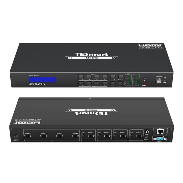 TESmart 4x4 HDMI Matrix 4K 60Hz Switch with Audio Out and RS232 LAN Port Control Video Switcher Matrice for Education & Training