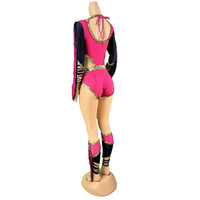 Costume de danse noir personnalisé à imprimé léopard, style majorette, avec franges, sequins, body asymétrique et bordure dorée pour performance scénique, OEM