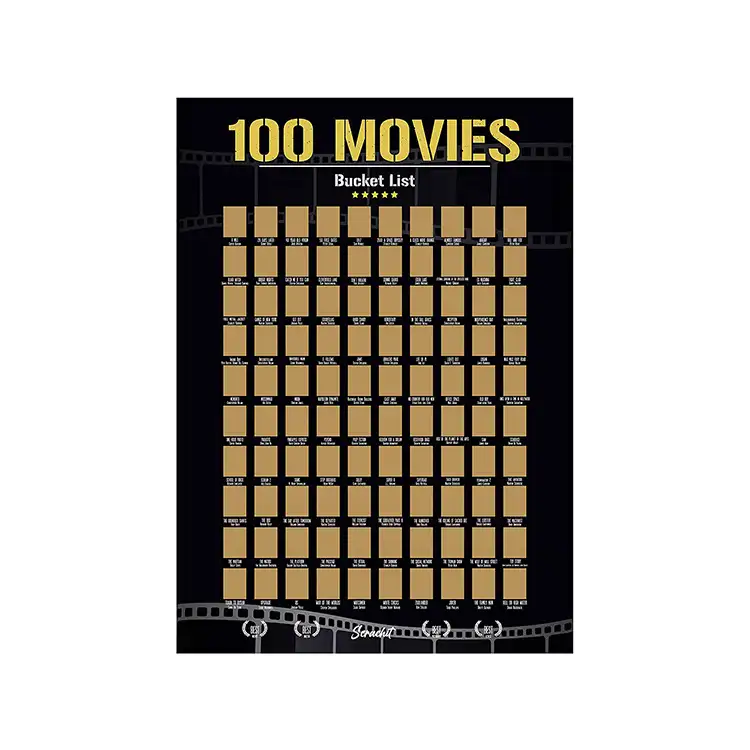100 다채로운 아이콘 사용자 정의 100 영화 양동이 목록 스크래치 포스터
