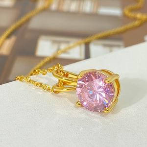 Colliers pendentifs multicolores en zircon cubique plaqué or 18 carats, collier tendance avec pierre de naissance pour fille - Product Image 2