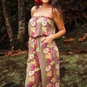 Manufacturer Design Loose Fit <b>Women</b> Hawaiian Print Bandeau Jumpsuit Romper Custom Made Rayon Jumpsuit - Product Image 2