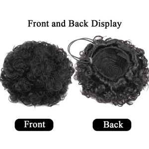 Perruque afro pour hommes noirs africains, en fibre haute température, style chignon bouffant légèrement bouclé - Product Image 6