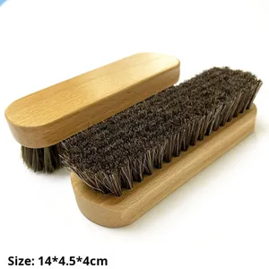 Personnalisé Réutilisable Manche En Bois Corps De Chaussure Propre Tissu Brosse avec Bois De Hêtre et Crin pour Cuir/Daim Polissage-Vente en Gros - Product Image 4