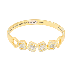 Crystal Bracelet 316L Stainless Steel PVD <b>Gold</b> Plating Square Zirconia Inlay Women's Jewelry - Product Image 2