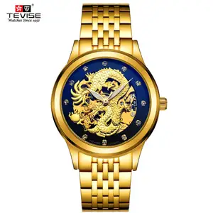 TEVISE 9006 Fashion Automatic Mechanical male watch Dragon Stainless Steel Waterproof winder in stock Wristwatches