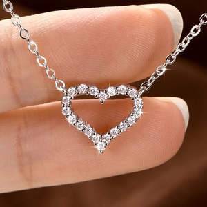 Fashion Eco-friendly Copper 14K Gold Plated Hollow Out Design Jewelry Micro Pave 1.5MM VVS GRA Moissanite Heart <b>Locket</b> Necklace - Product Image 3