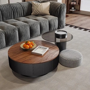 Modern Luxury Living Room Coffee Table <strong>Medieval</strong> Style Wooden and Glass Adjustable Simple Home <strong>Furniture</strong> with Panel Wood Style - Product Image 2