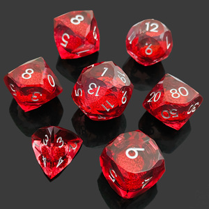 Ensemble de dés en résine faits à la main avec pierres précieuses, 7 pièces, dés polyédriques à noyau liquide pour jeux de rôle, Donjons et Dragons, jeux de table, dés DND - Product Image 5