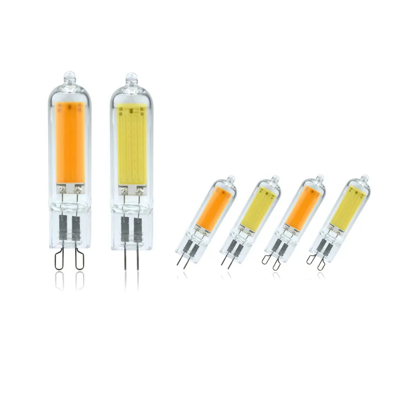 Ampoules à LED G4 G9 Dimmable 6W 9W COB Glass LED Lamps Remplacer l'ampoule halogène 40W 60W pour les luminaires suspendus Lustres