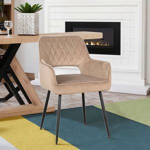 <span class=keywords><strong>Fauteuil</strong></span> de salle à manger moderne et élégant Chaise de loisirs avec <span class=keywords><strong>velours</strong></span> et pieds en métal enduit de poudre pour meubles de maison ou de café - Product Image 1