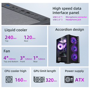 Thùng máy tính chơi game SNOWMAN cao cấp, khung máy tính để bàn chơi game RGB M-ATX, khung máy tính & tháp, tủ CPU - Product Image 3