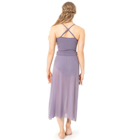 Robe de danse lyrique personnalisée pour femme, en maille, à bretelles spaghetti, costume de performance contemporain, jupe longue, vêtements de danse