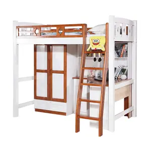 ठोस लकड़ी के साथ बच्चों को उच्च और कम बिस्तर डेस्क अलमारी संयोजन बिस्तर multifunctional चारपाई बिस्तर बेडरूम कस्टम फर्नीचर