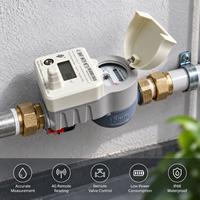Compteur d'eau intelligent 4G de marque JiaRongHua avec fonction de contrôle de la vanne, permettant de faire couler/arrêtre l'eau à distance, carte SIM intégrée, débitmètre en plastique