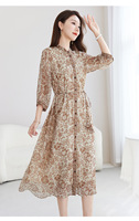 Robe d'été 2026 en soie de mûrier 100% pour femme, grande taille, col en V, imprimé georgette, amincissante, avec laçage, modèle usine