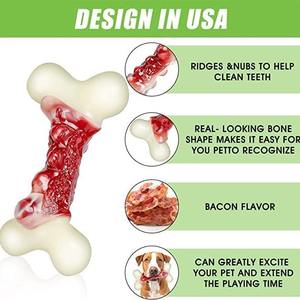 2025 nuevo diseño duradero indestructible hueso de perro juguetes para la dentición Limpieza de dientes de perro sabor a tocino ecológico nailon sostenible - Product Image 6